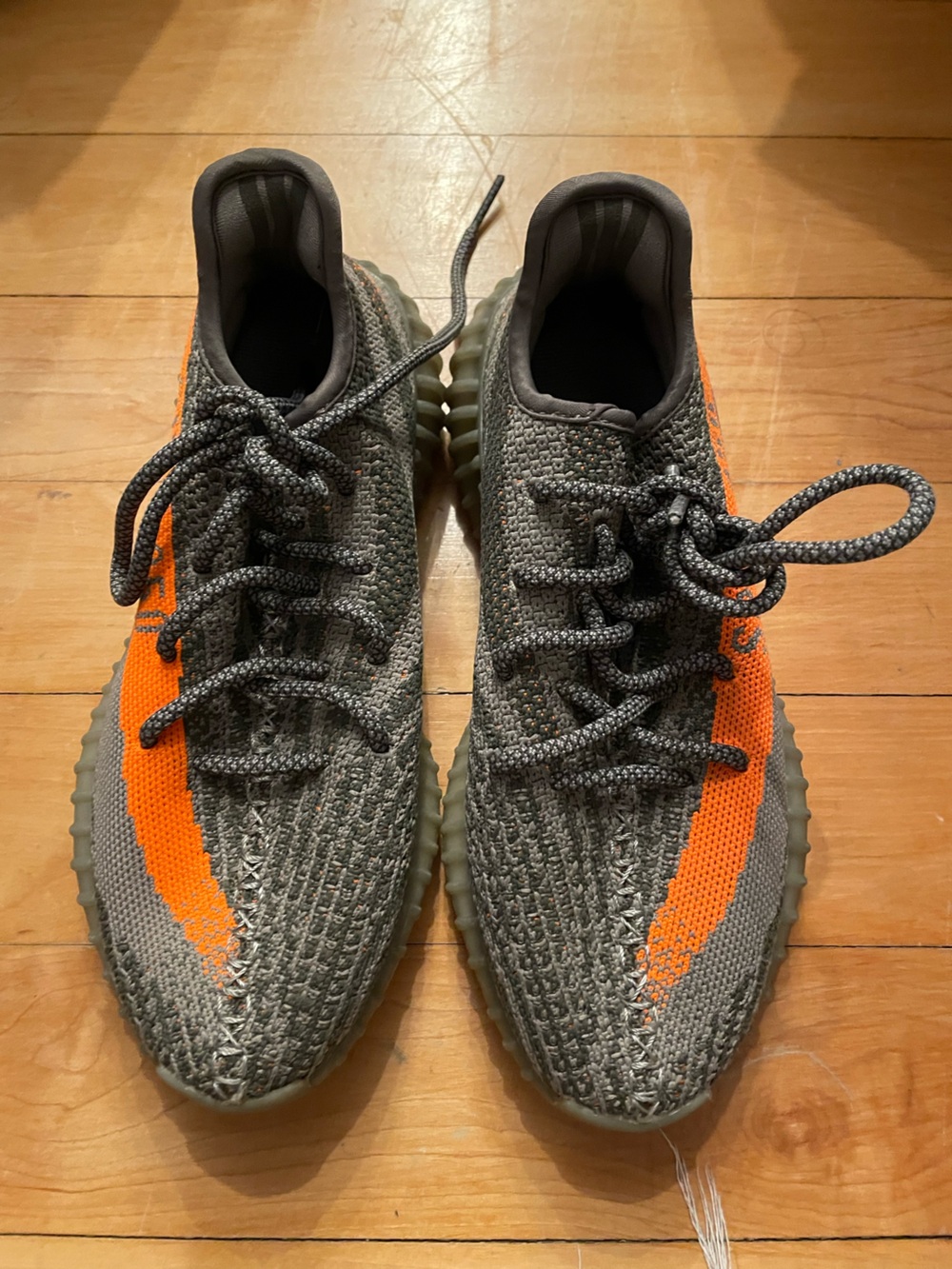 Adidas Yeezy Gray and Orange Athletic Sneakers